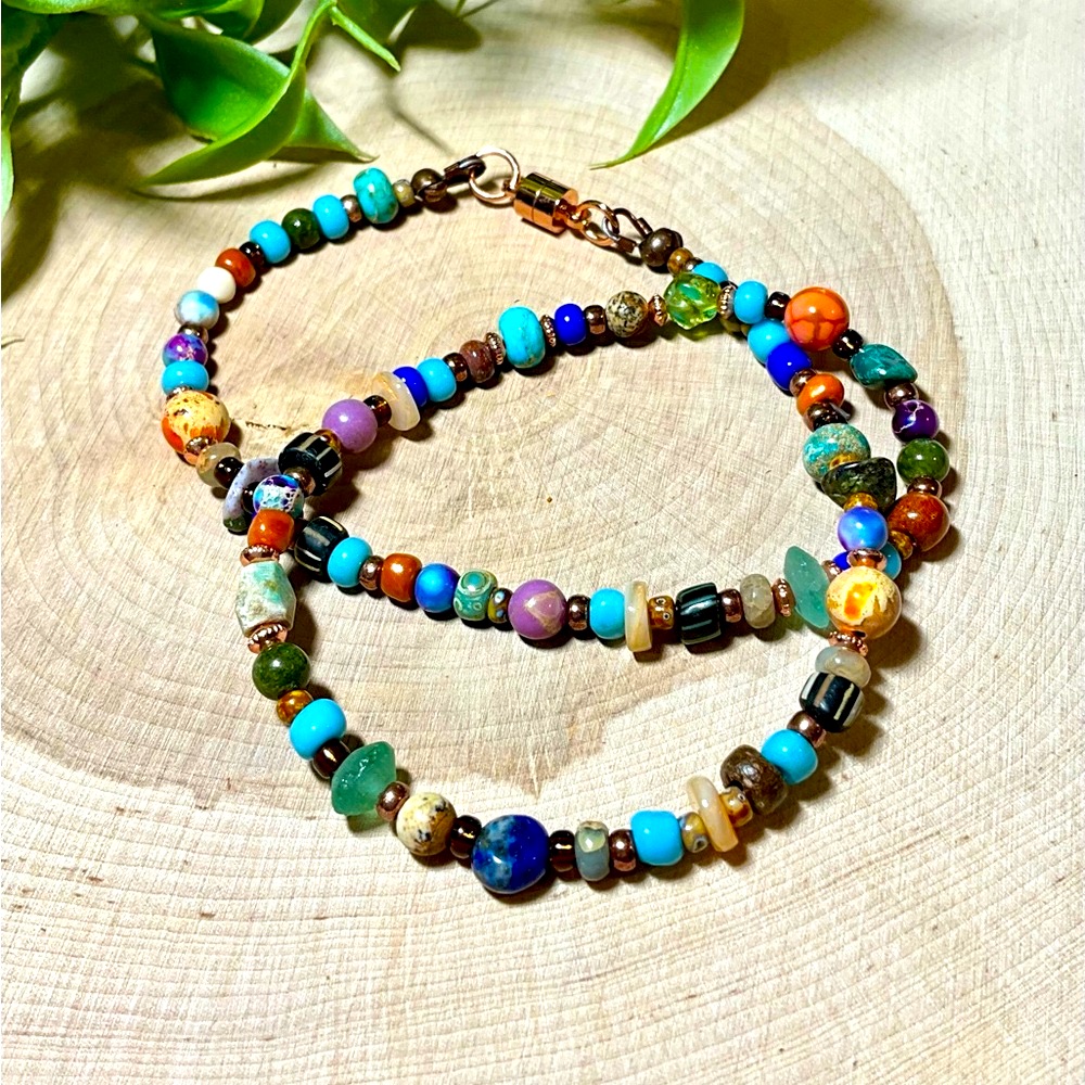 Beautiful Wrap Bead Bracelet With Semi-Precious Gemstones